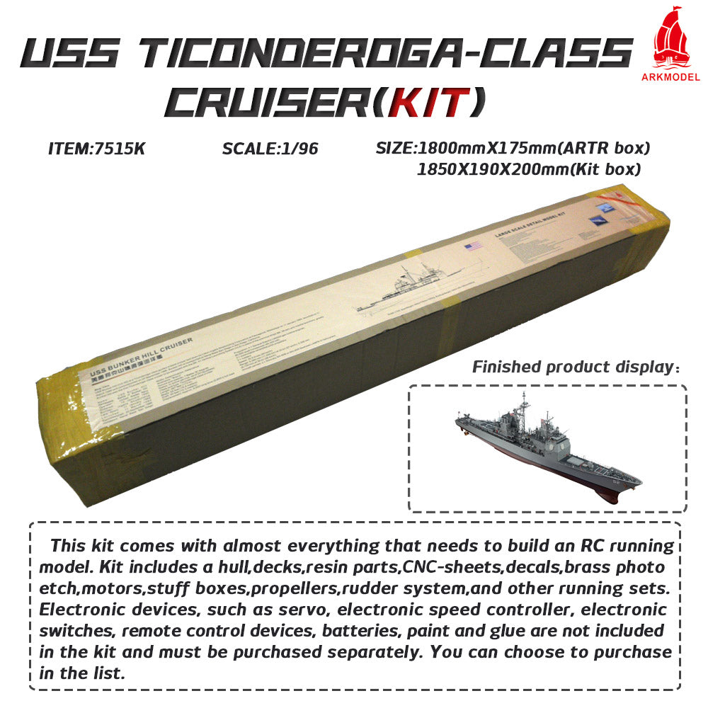ARKMODEL 1/96 USS Ticonderoga Class Bunker Hill CRUISER United States Navy DDG CG-52/CG-70 Ship Model Hobby 7515