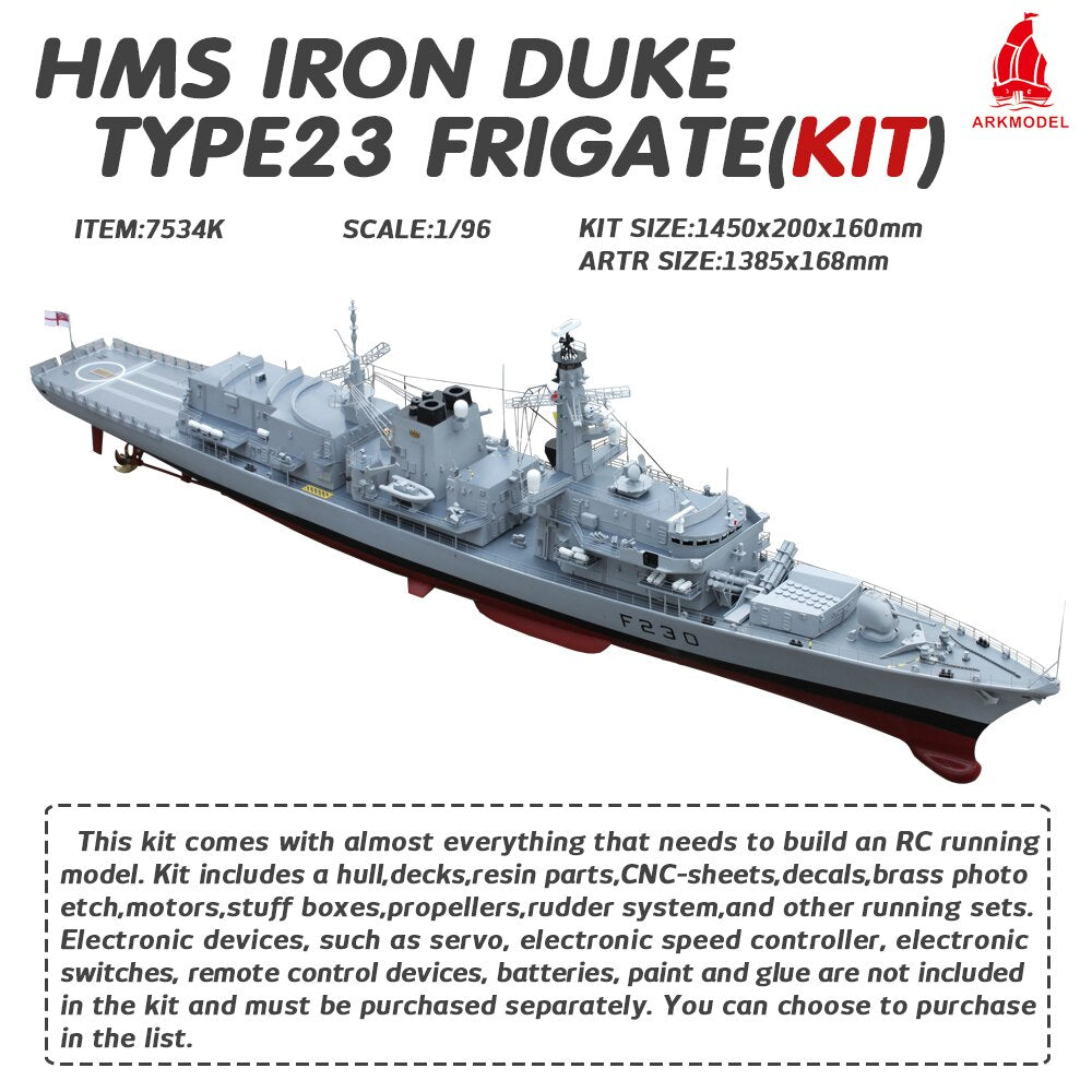 ARKMODEL 1/96 HMS Iron Duke Type 23 Frégate Kit Royal Navy Royaume-Uni Navire Modèle B7534K
