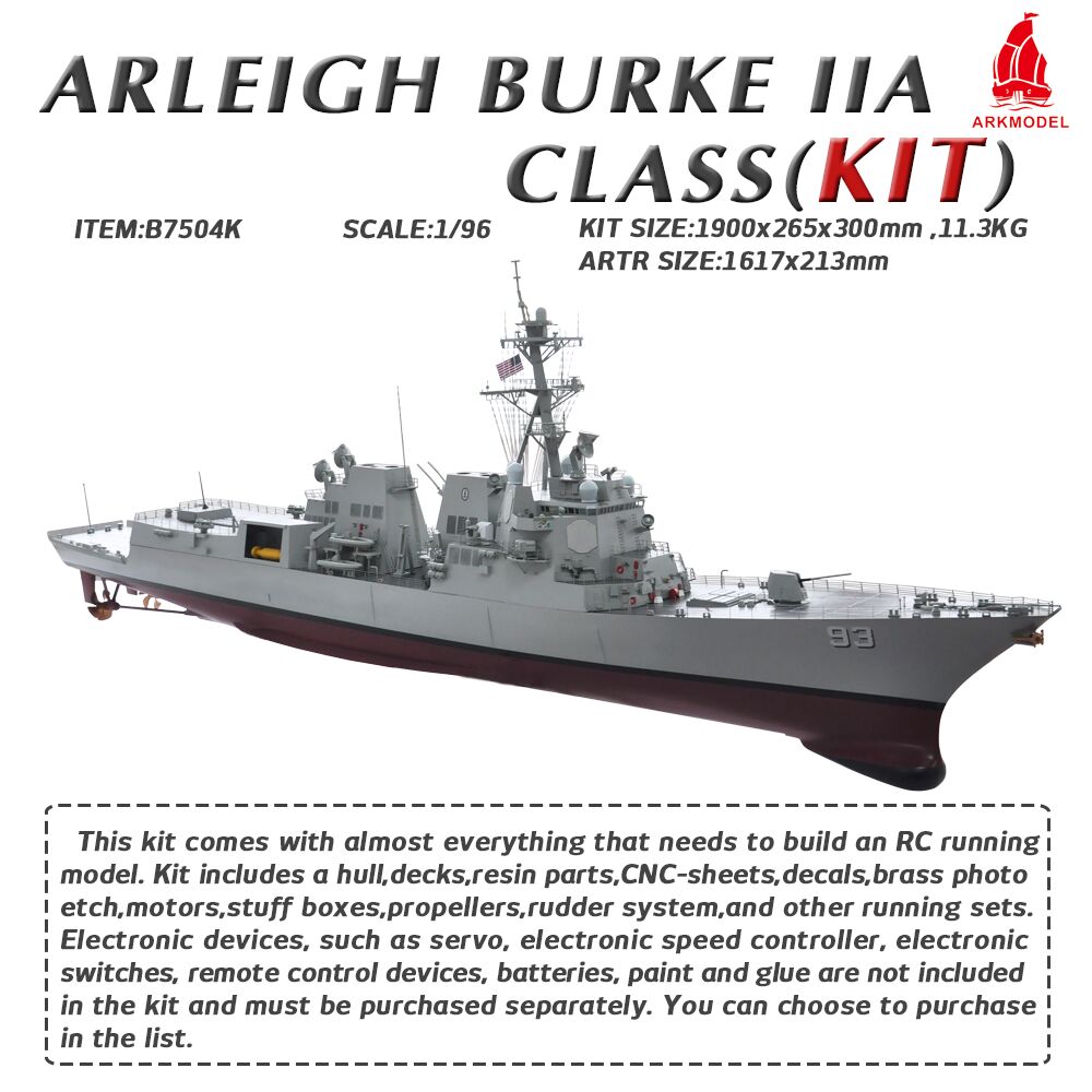 Arkmodel 1/96 Admiral Arleigh Burke Class of  Missiles Destroyers in World War II USS Navy IIA DDG92/DDG93 Lead War Ships Scale Model