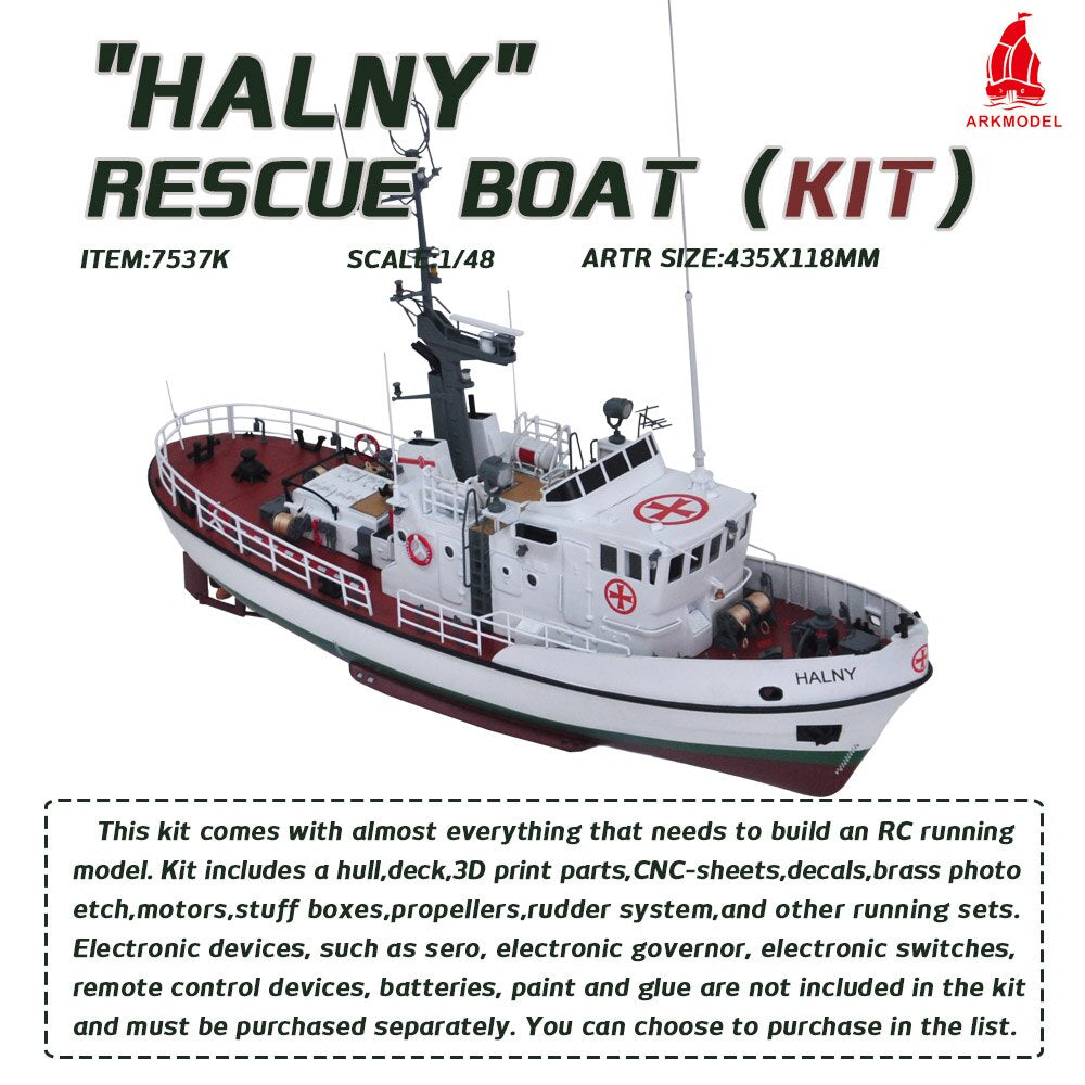Arkmodel 1/48 Polish Halny Rescue Boat SAR Vessel With Delicate Details Stable Sailing Unassembled Kits RC Scale Model Ship KIT